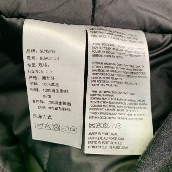 SUNSPEL Size L Grey Charcoal Wool Button Up Coat - Picture 5 of 6